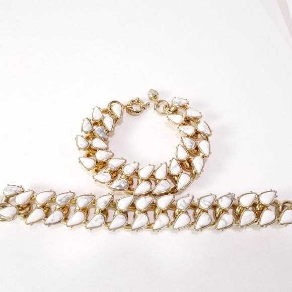 J.Crew Brass and Howlite Link Bracelet NWT 145 - Picture 3 of 7